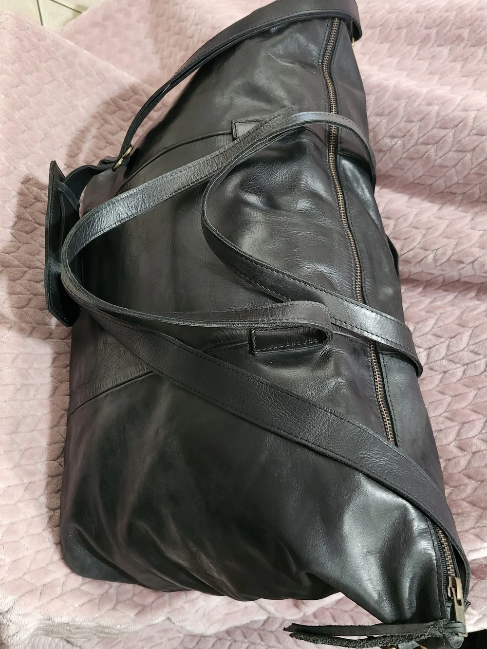 Monogram Black Leather Travel Duffel Bag